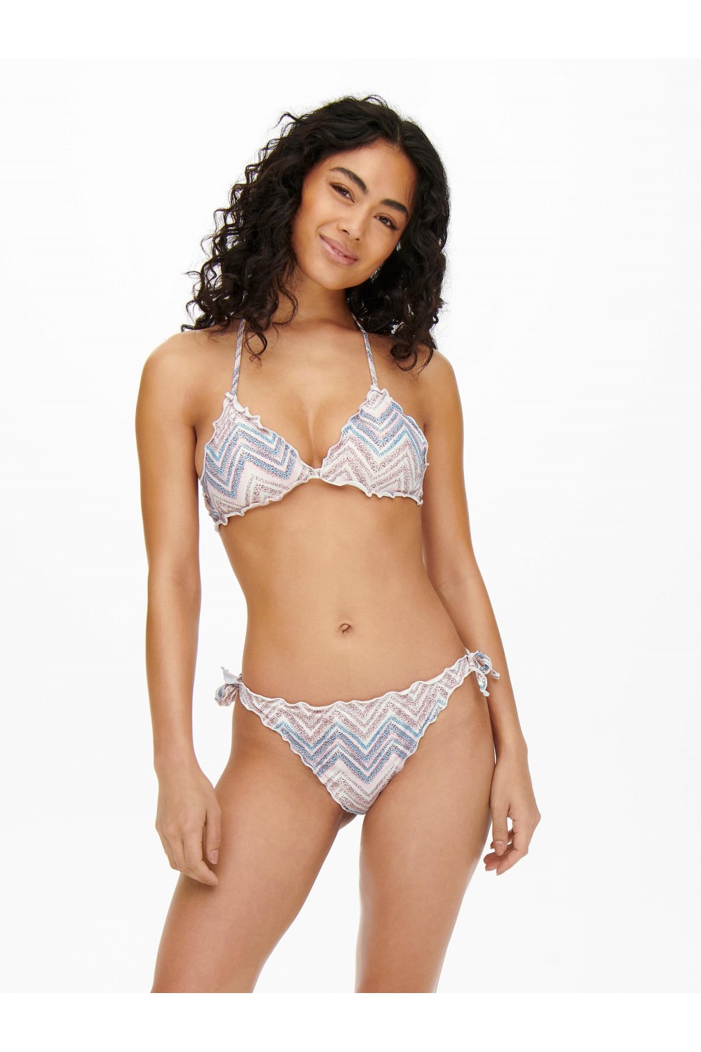 ONLY ANDREA RUFFLE TIE BIKINI SET SEASHELL PINK 15250846