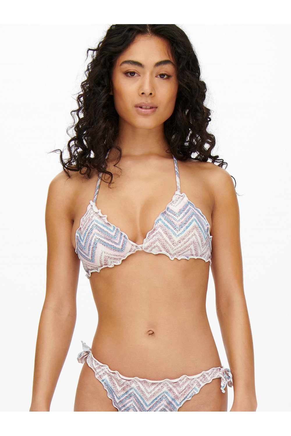 ONLY ANDREA RUFFLE TIE BIKINI SET SEASHELL PINK 15250846