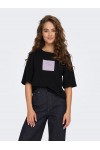 ONLY ELOISE BOXY S/S TEXT TOP BOX BLACK 15283000