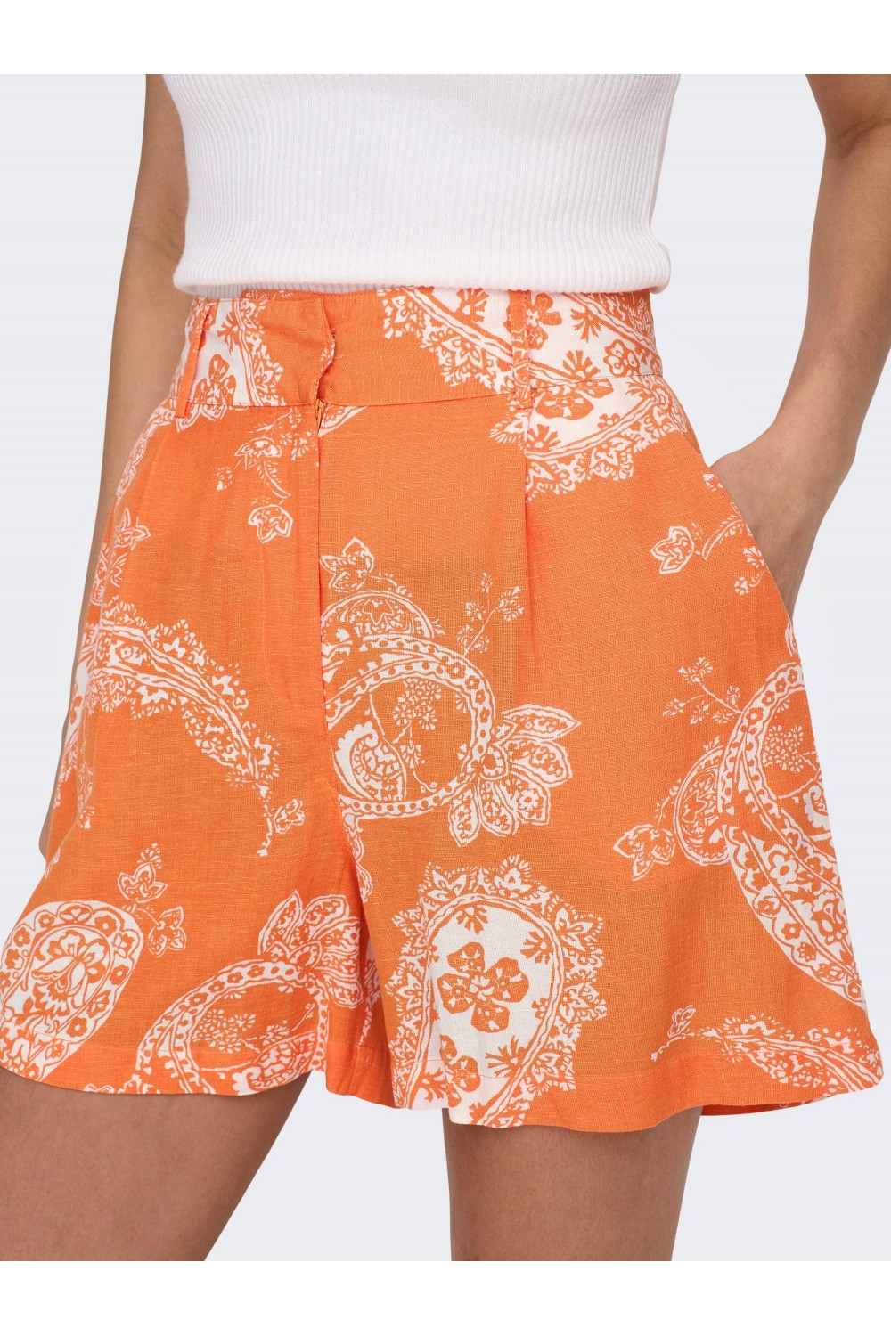 ONLY BELLA LINEN HW TAILORED SHORTS ORANGE PEEL 15289371