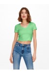 ONLY KIKA S/S V-NECK TOP SUMMER GREEN 15256816