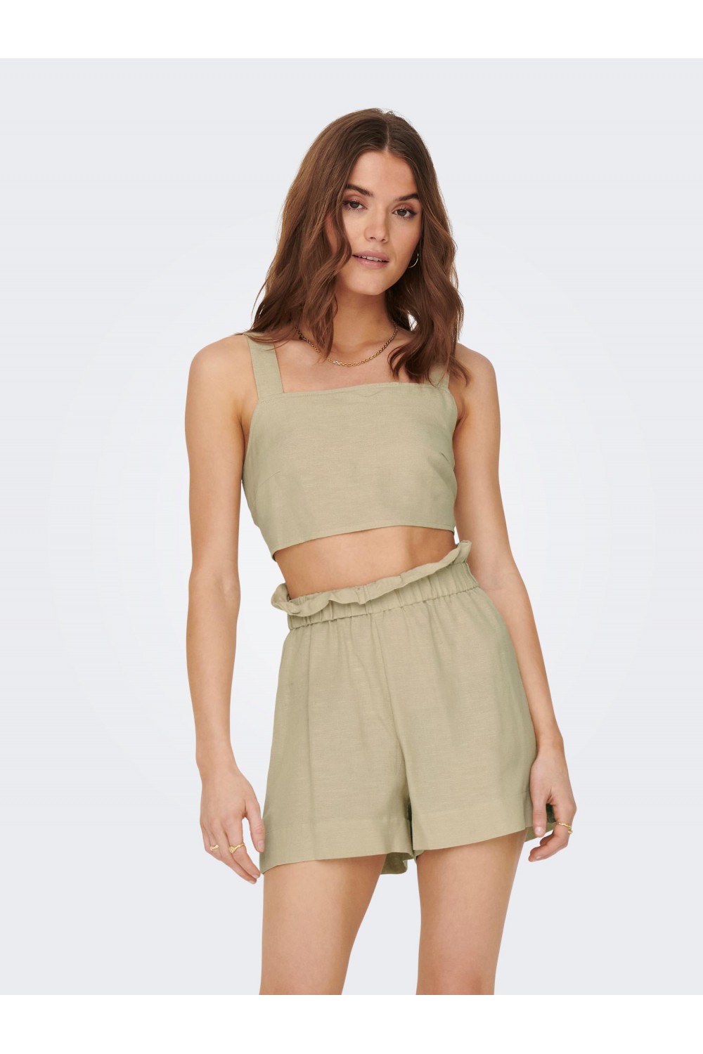 ONLY VIVA LIFE STRAP CROP TOP OXFORD TAN 15291269