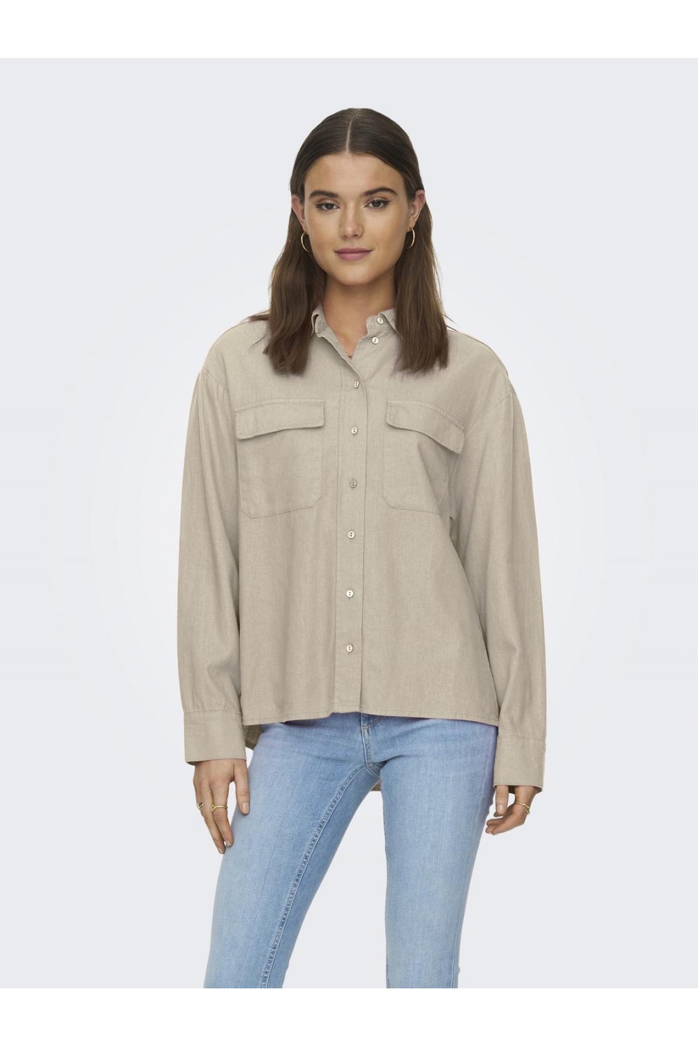 ONLY CARO LINEN SHIRT OXFORD TAN 15278795