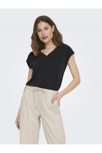ONLY FREE LIFE S/S V-NECK TOP BLACK 15287041