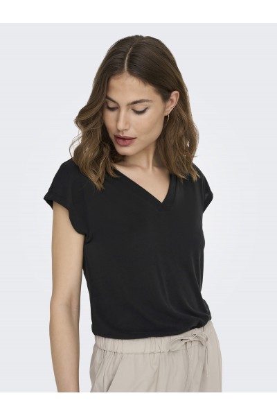 ONLY FREE LIFE S/S V-NECK TOP BLACK 15287041