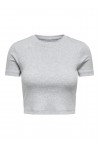 ONLY BETTY O-NECK SHORT TOP LIGHT GREY MELAGNE 15311891