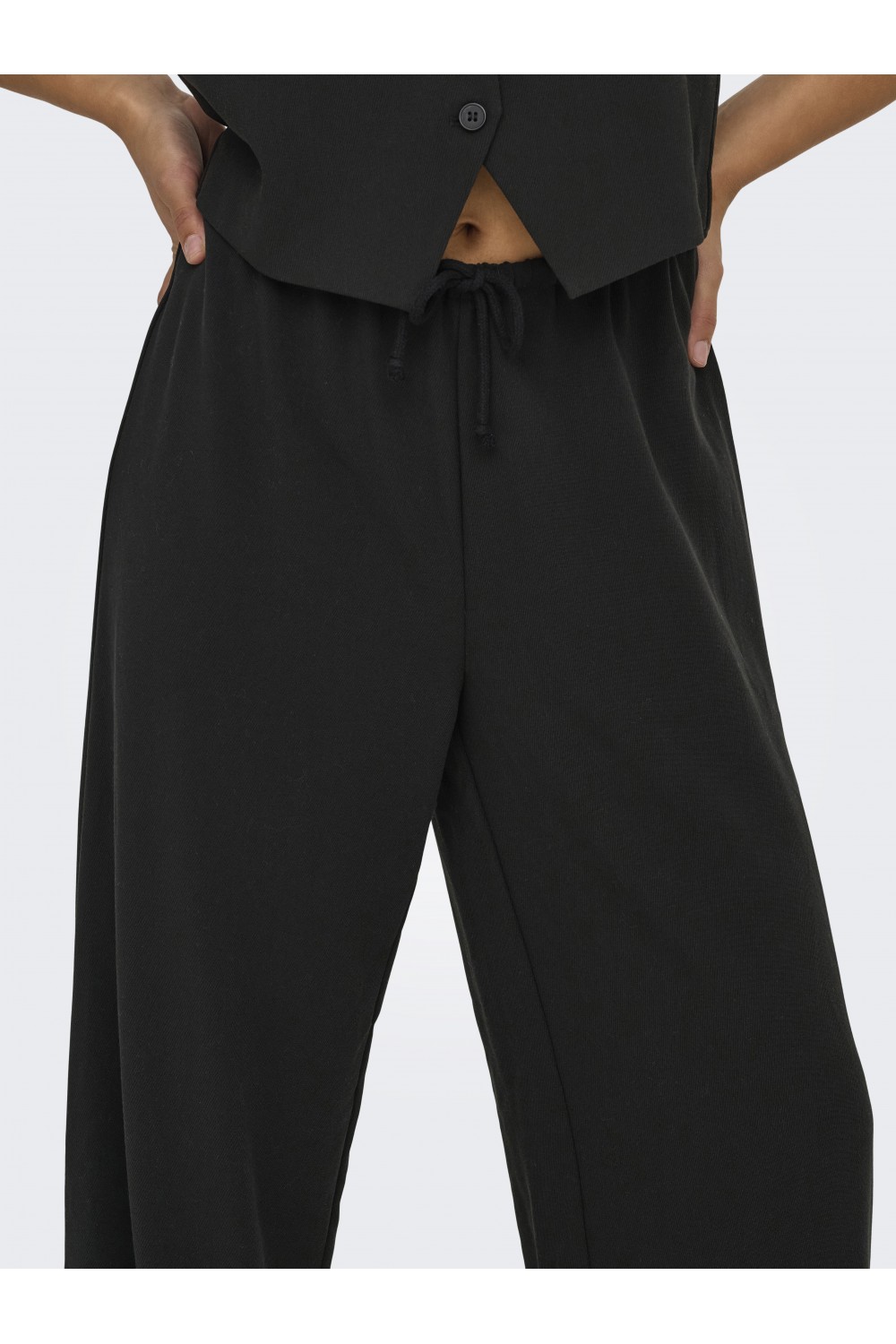ONLY THANA LIFE WIDE CASUAL PANTS-WAISTCOAT BLACK 15338922