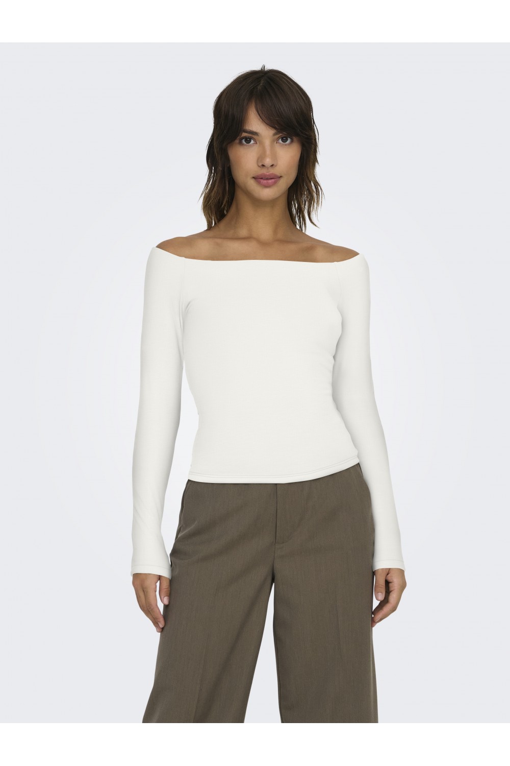 ONLY GLAMOUR L/S BOAT NECK TOP BOX CLOUD DANCER 15339763