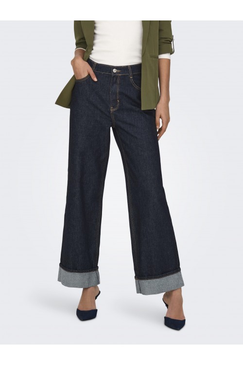 ONLY HOPE HW WIDE FOLD UP RINSE DNM CRO DARK BLUE DENIM 15347095