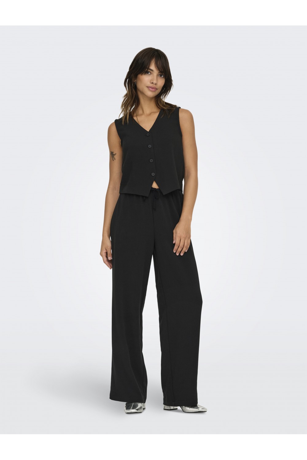 ONLY THANA LIFE WIDE CASUAL PANTS-WAISTCOAT BLACK 15338922