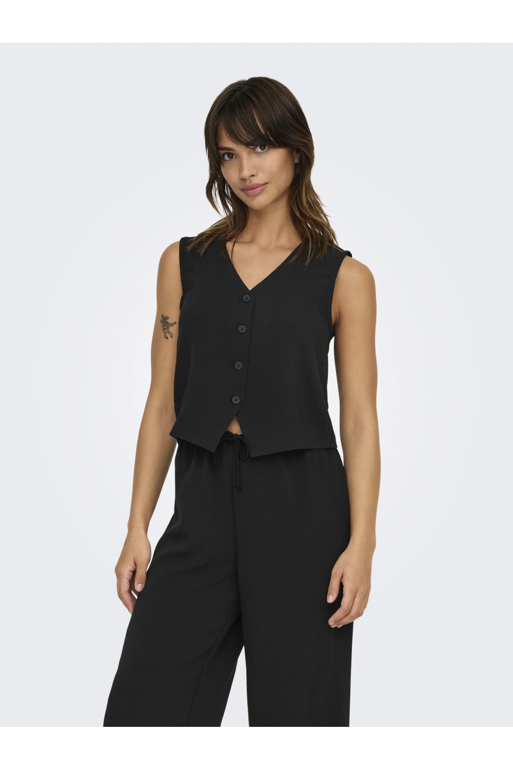 ONLY THANA LIFE WIDE CASUAL PANTS-WAISTCOAT BLACK 15338922