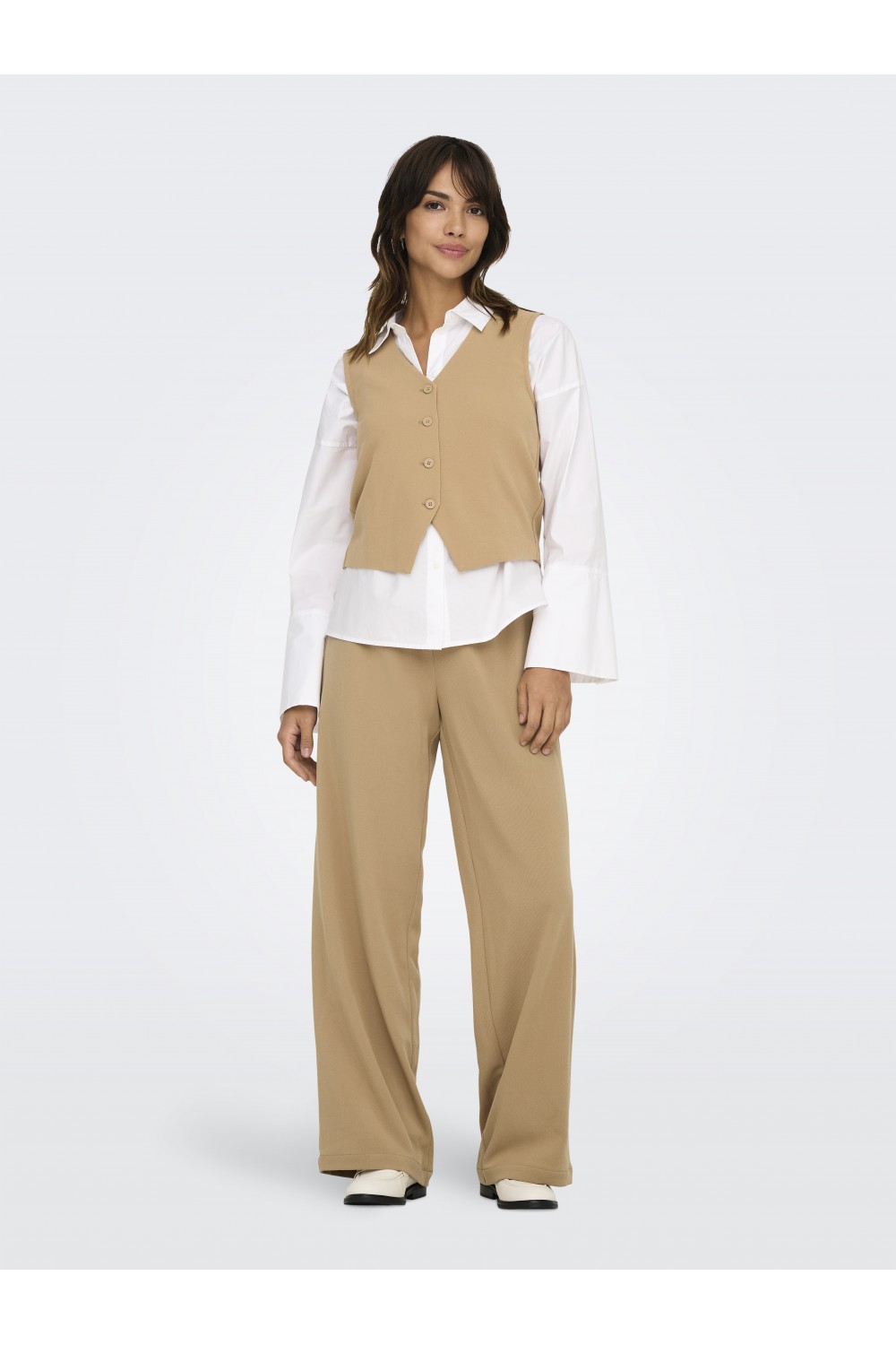 ONLY THANA LIFE WIDE CASUAL PANTS-WAISTCOAT TANNIN 15338922