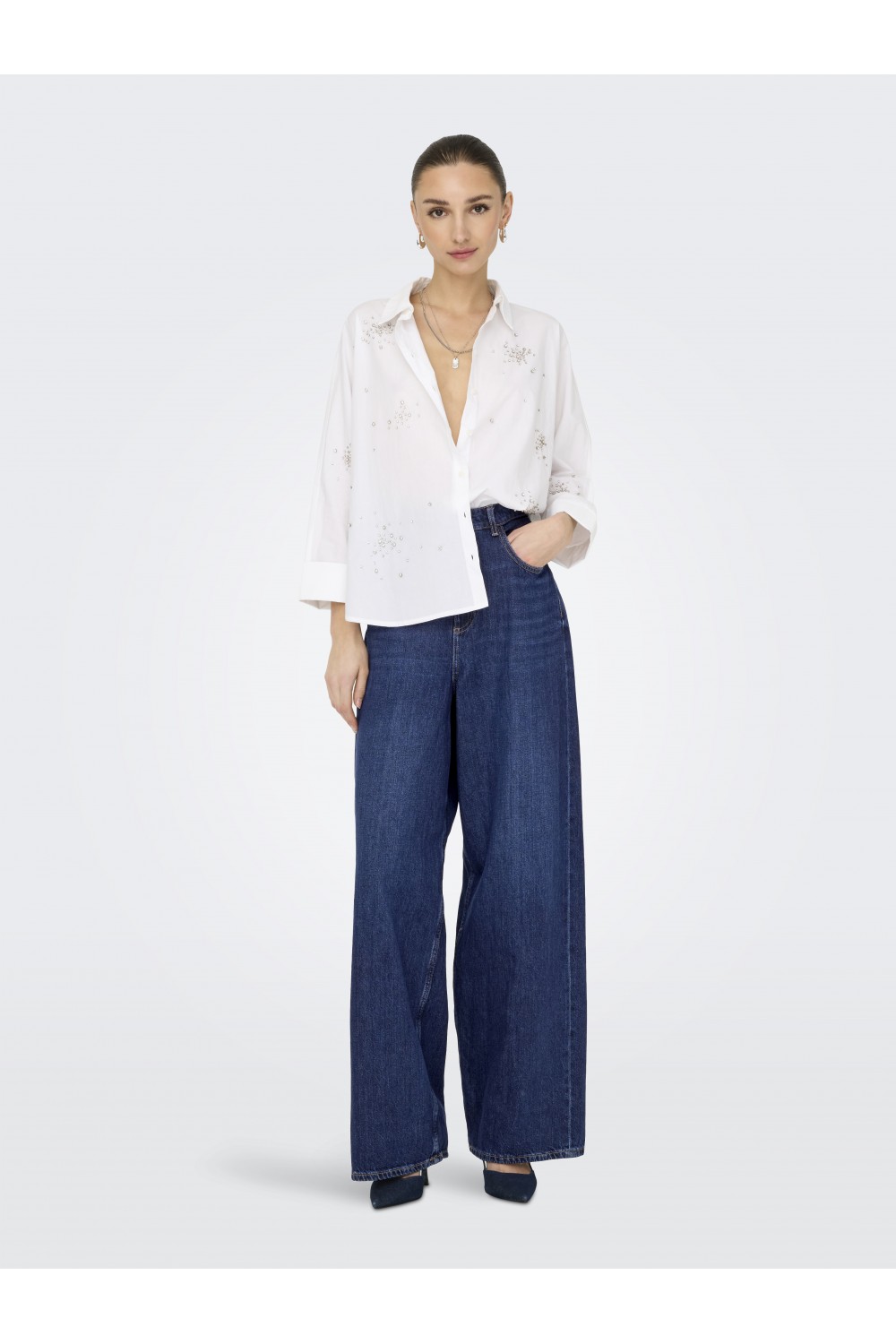 ONLY NEW GRAC EMINI LIFE LS ST SHIRT BRIGHT WHITE 15339747