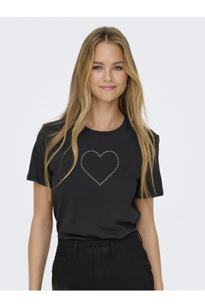 ONLY ARIANA LIFE S/S O-NECK BOX TOP JRS BLACK 15343771