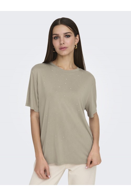 ONLY FREE LIFE SS O-NECK BLING TOP CASHMERE 15343270