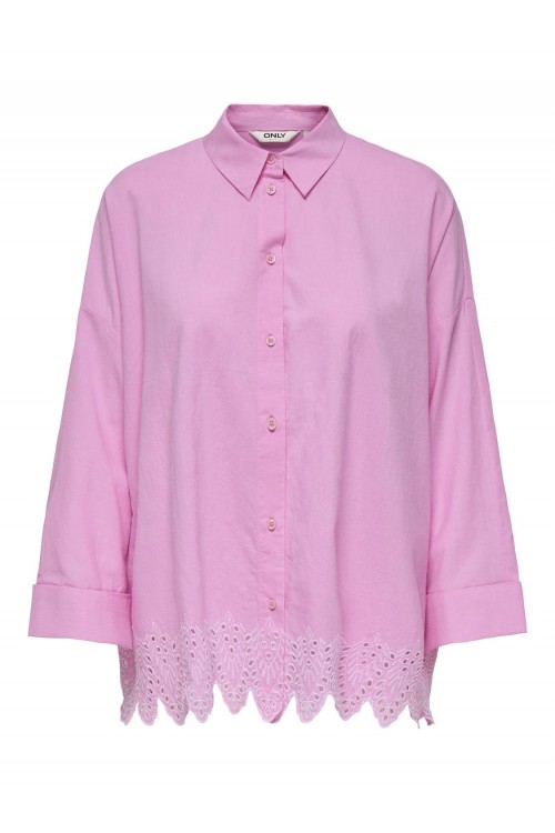 ONLY GRACES TULUM LS EMB SHIRT WVN FUCHSIA PINK 15343165