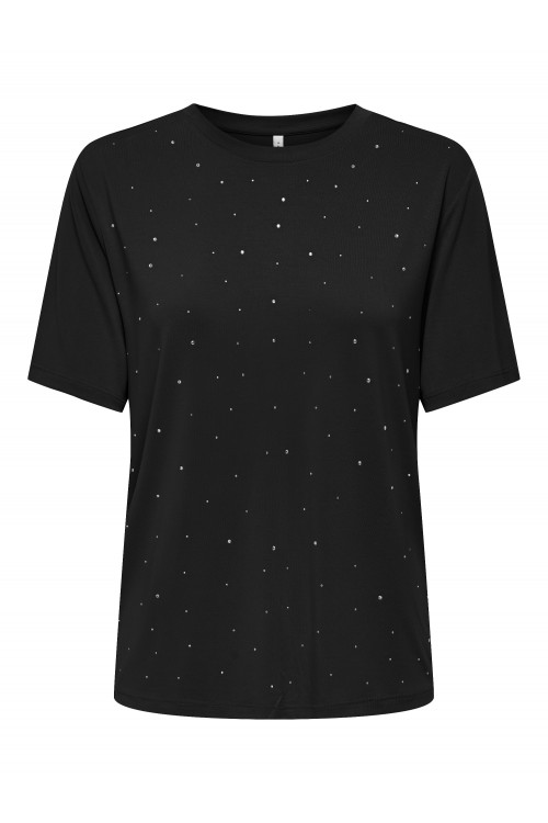 ONLY FREE LIFE SS O-NECK BLING TOP BLACK 15343270