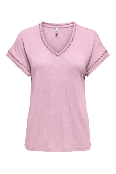 ONLY PENNY S/S V-NECK TOP ROSEATE SPOONBILL 15320072