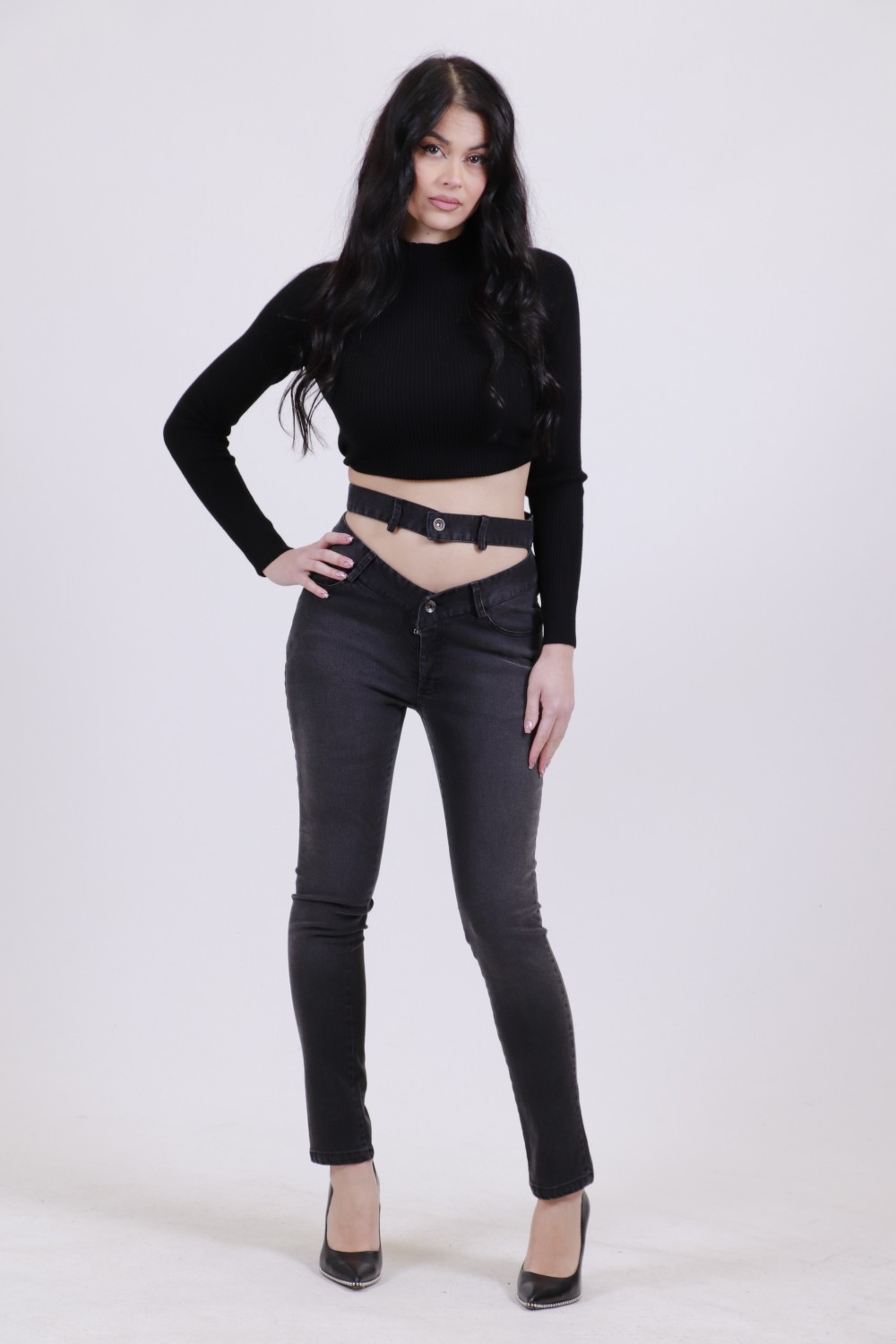 PEACE AND CHAOS DENIM BLACK W20514