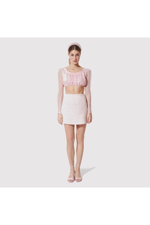 STEFANIA VAIDANI BELLA PINK TWEED SKIRT 21080819311