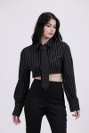 LUMINA SHIRT CROP STRIPED BLACK 954