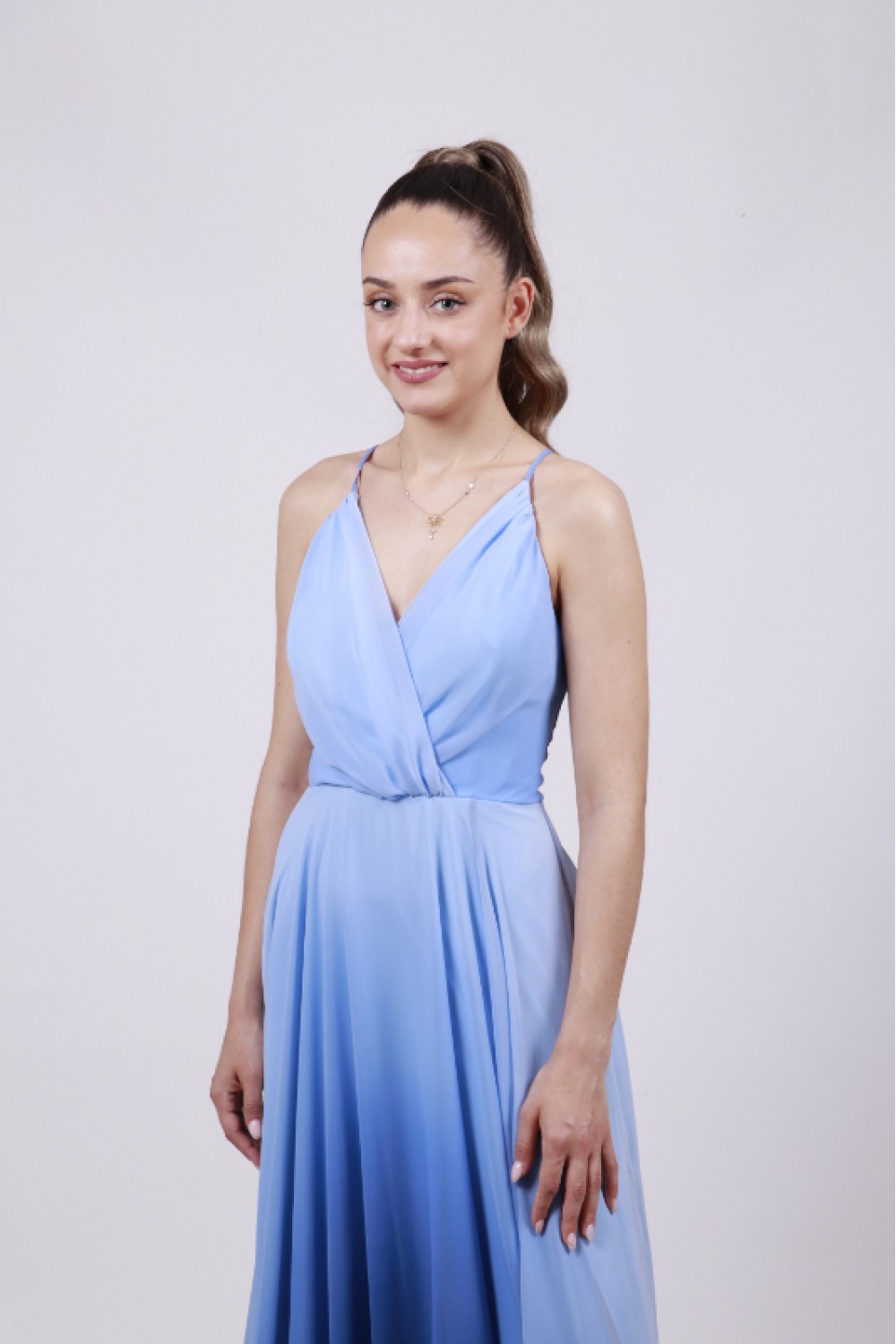 ALEYA LONG DRESS MULTI BLUE BE59