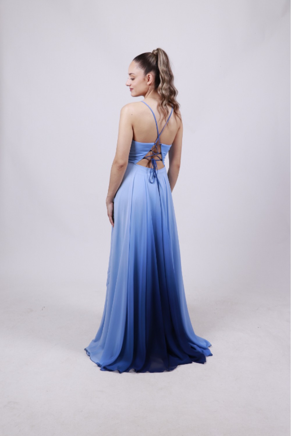 ALEYA LONG DRESS MULTI BLUE BE59