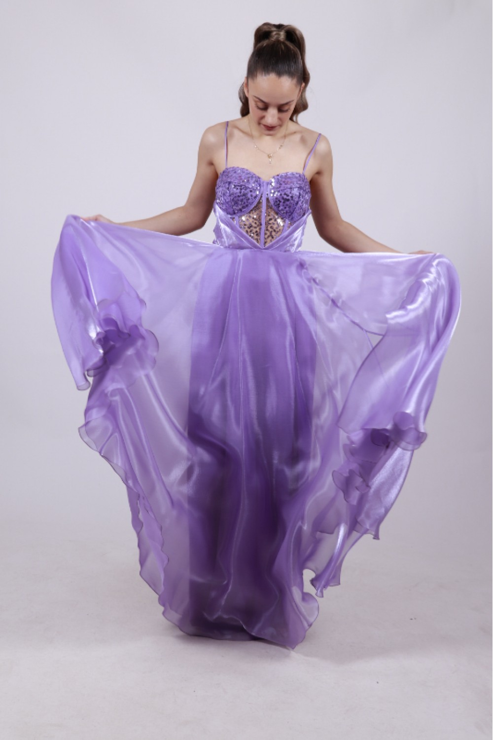 ALEYA LONG DRESS LIGHT PURPLE BE60