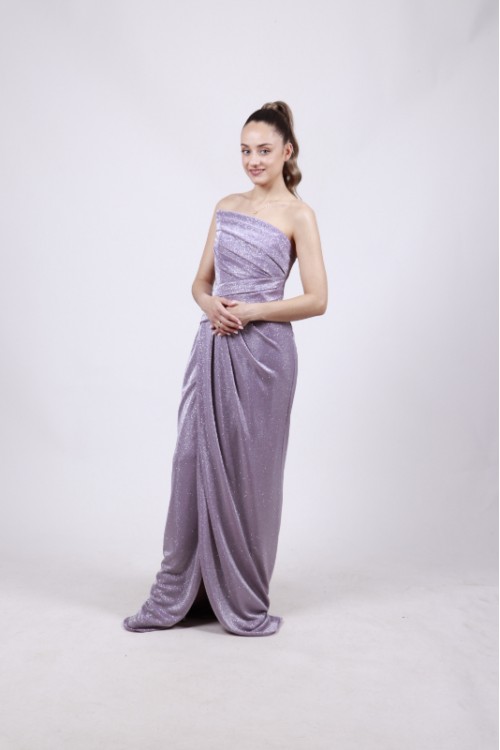 ALEYA LONG DRESS SHINNY SILVER BE61