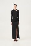 LUMINA DRESS LONG WITH RUFFLES BLACK LD2126