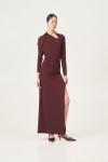 LUMINA DRESS LONG WITH RUFFLES BORDEAUX LD2126