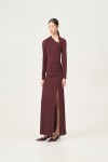 LUMINA DRESS LONG WITH RUFFLES BORDEAUX LD2126