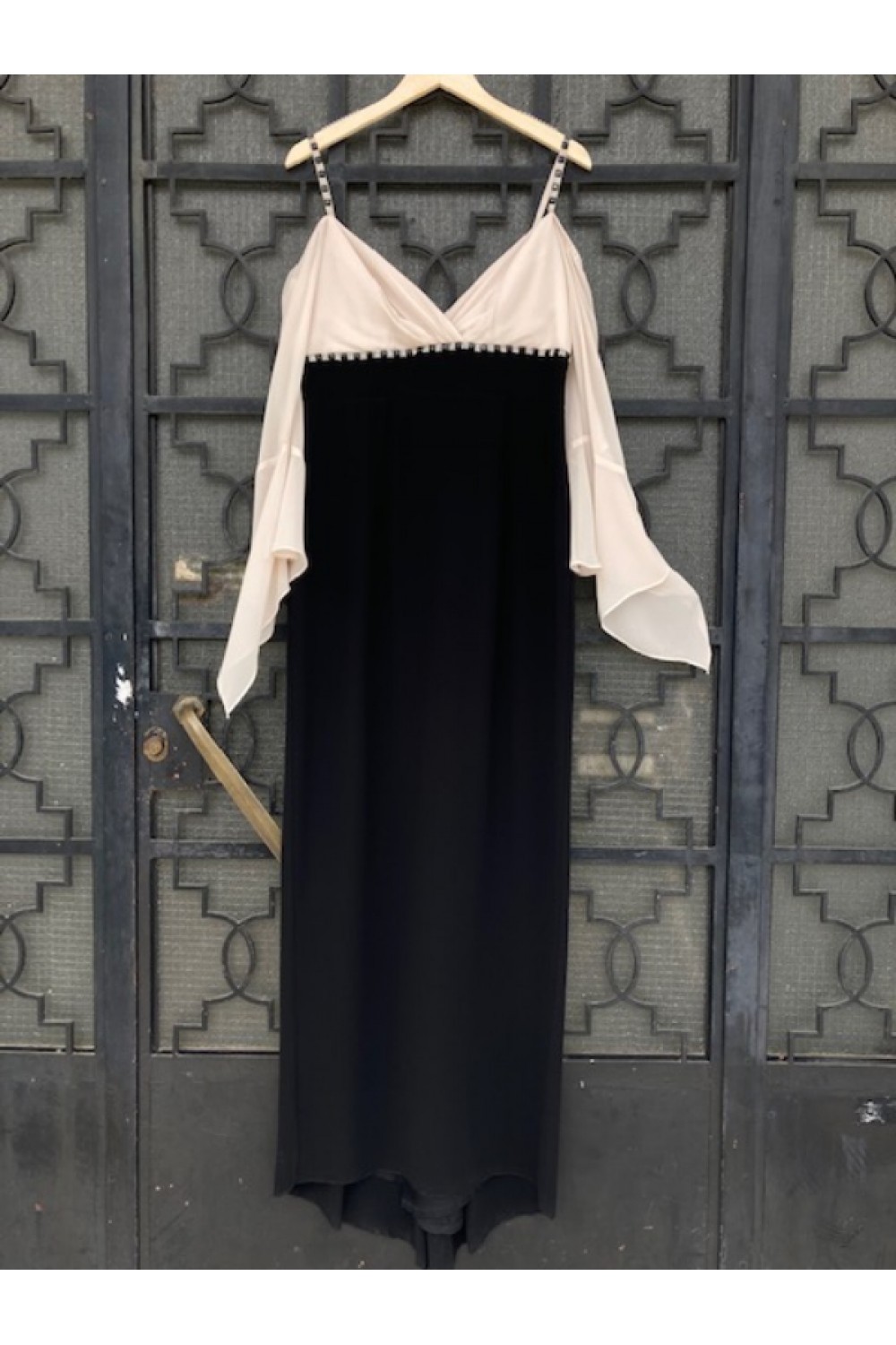 D&K FRANGOULIS LONG DRESS BLACK/BEIGE BE87