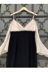 D&K FRANGOULIS LONG DRESS BLACK/BEIGE BE87