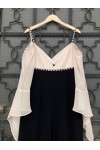 D&K FRANGOULIS LONG DRESS BLACK/BEIGE BE87