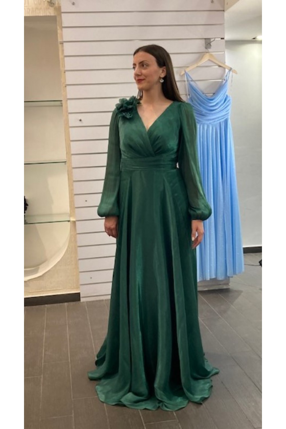 ALEYA LONG DRESS HUNTER GREEN BE137