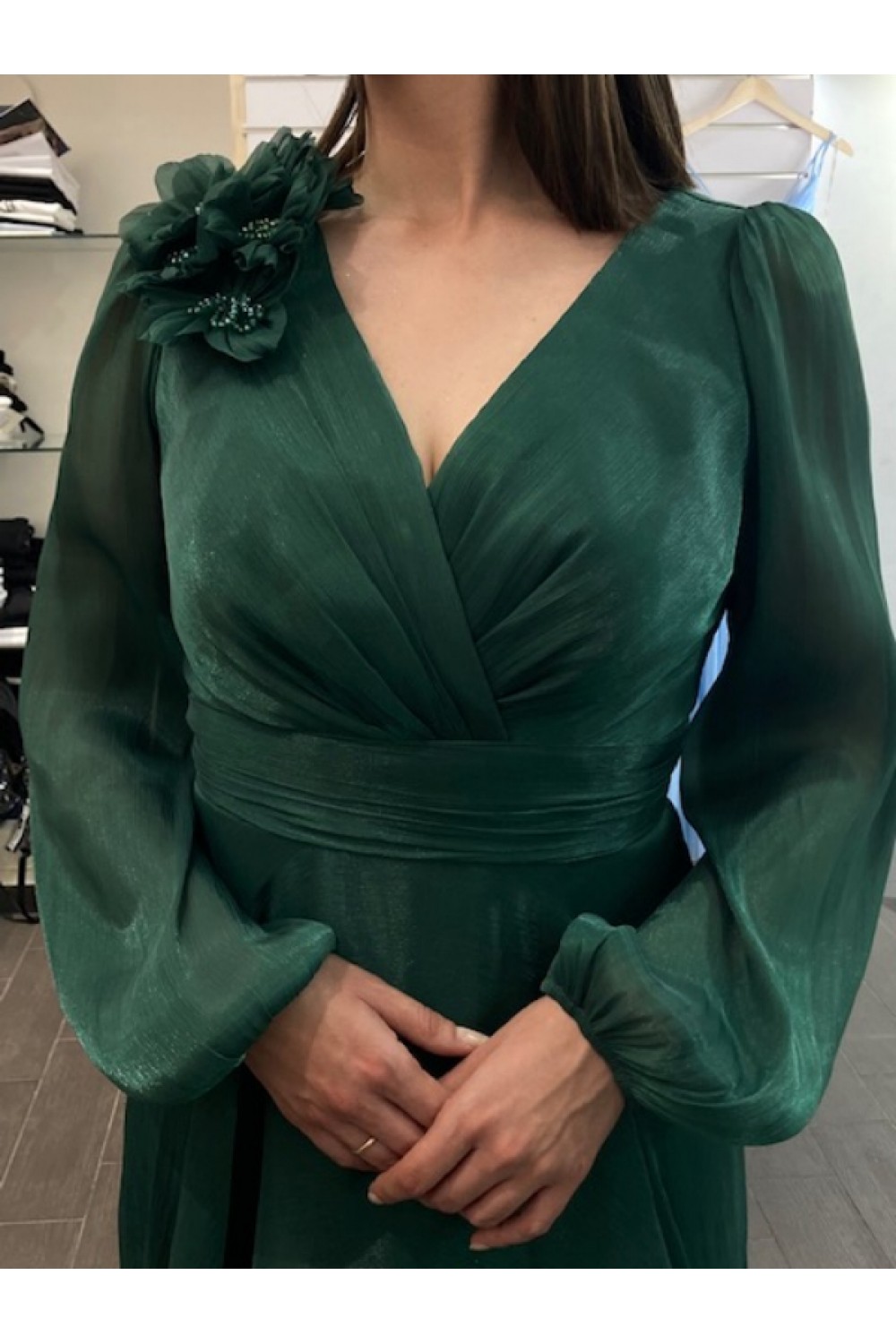 ALEYA LONG DRESS HUNTER GREEN BE137