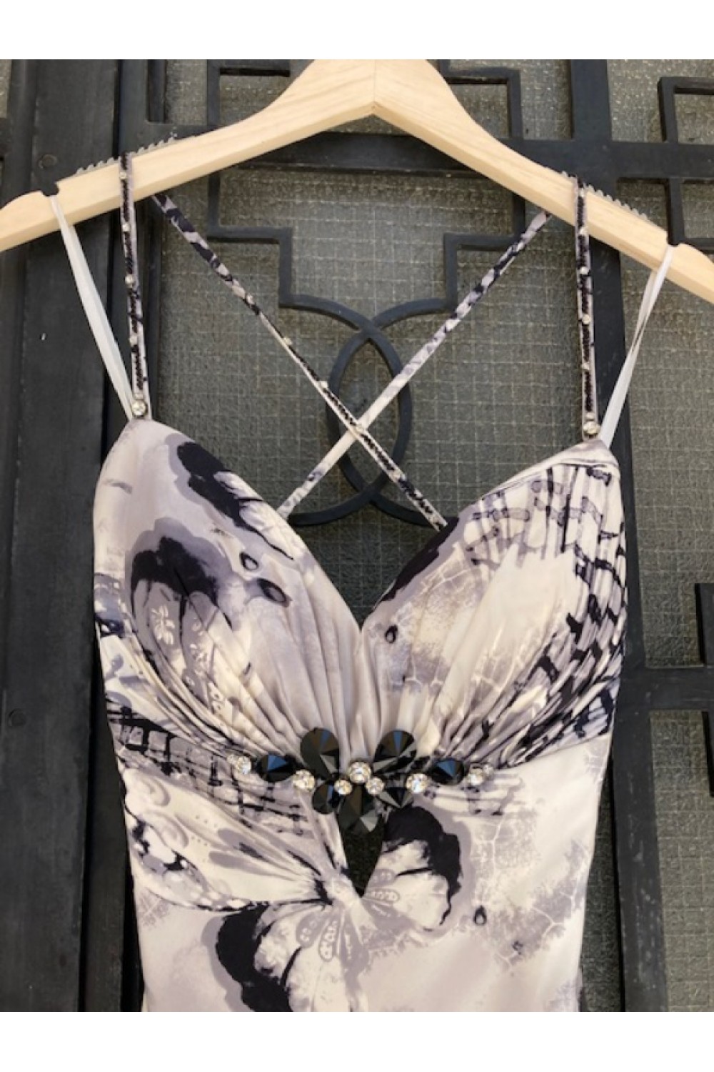 MIKAEL LONG DRESS BLACK AND WHITE BE172
