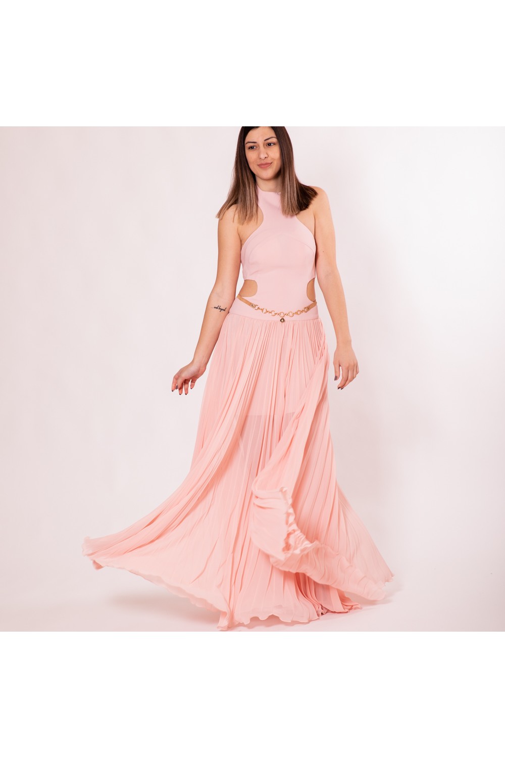 TASSOS MITROPOULOS OPEN BACK DRESS PINK TM1357