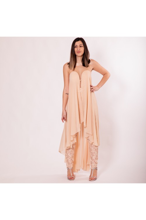 TASSOS MITROPOULOS LACE JUMPSUIT BEIGE TM15116