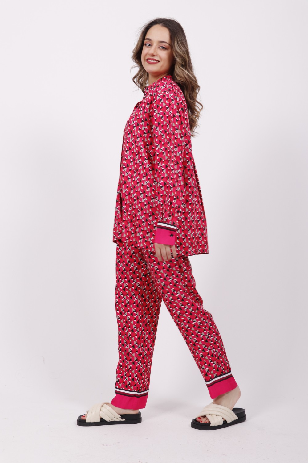 TOMMY HILFIGER GEOMETRIC PRINT RELAXED FIT SET PINK WW0WW34607-0J0