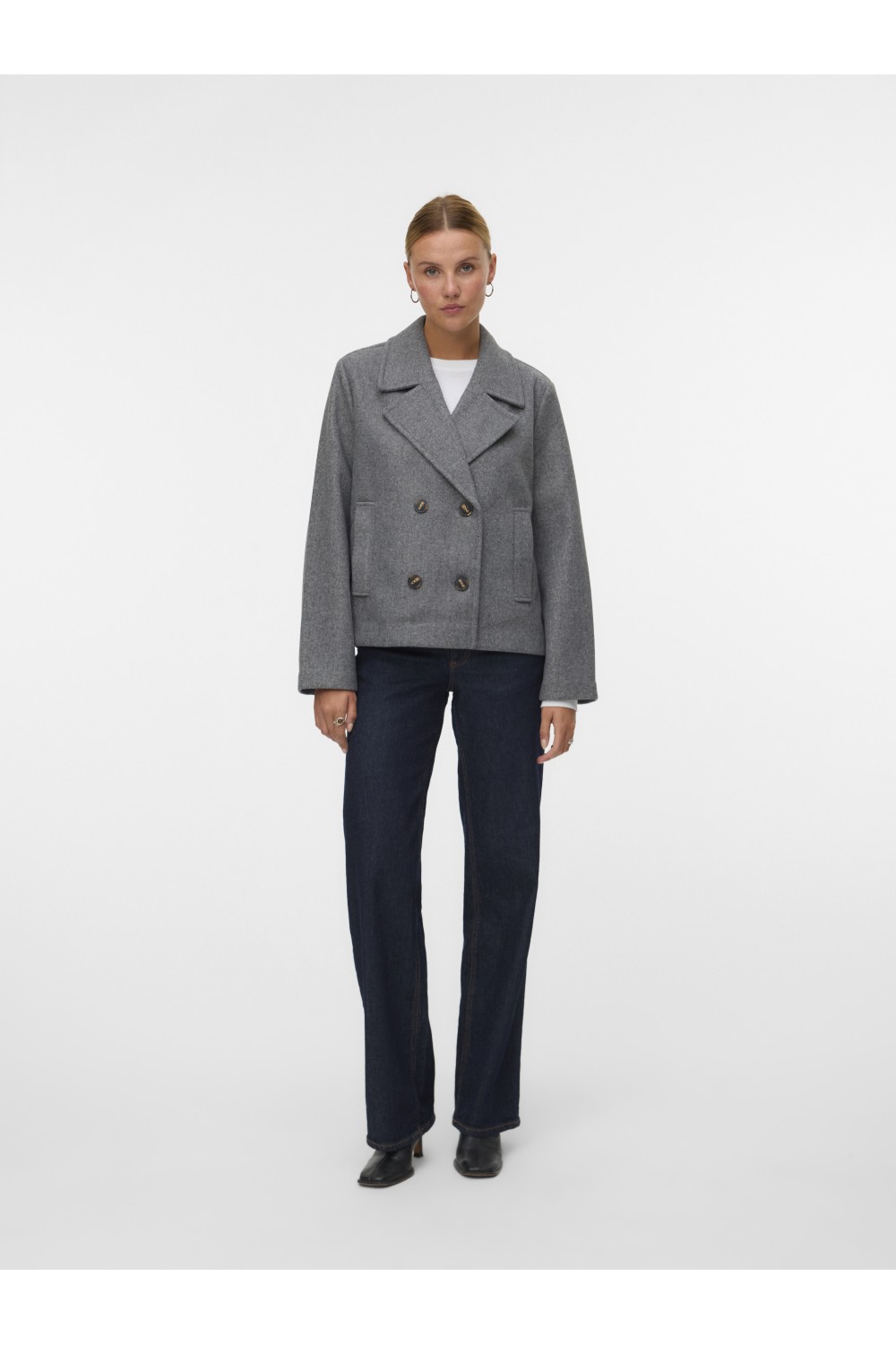 VERO MODA VINCEMIA SHORT JACKET MEDIUM GREY MELANGE 10300488