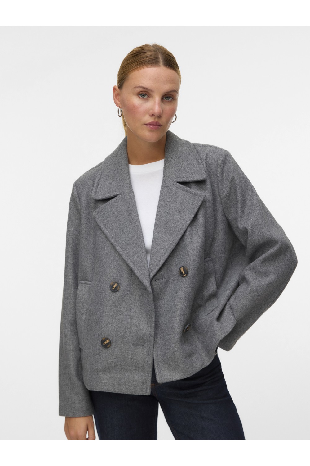 VERO MODA VINCEMIA SHORT JACKET MEDIUM GREY MELANGE 10300488