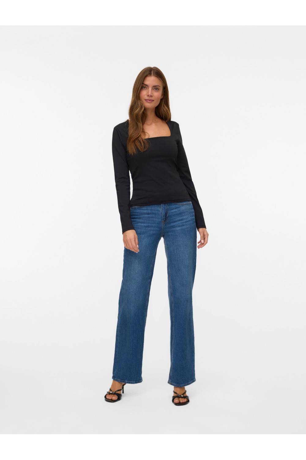 VERO MODA MILLION LS SQUARE NECK TOP BLACK 10334613