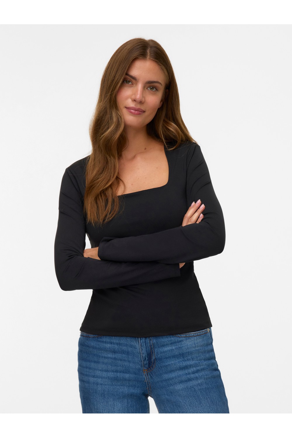 VERO MODA MILLION LS SQUARE NECK TOP BLACK 10334613