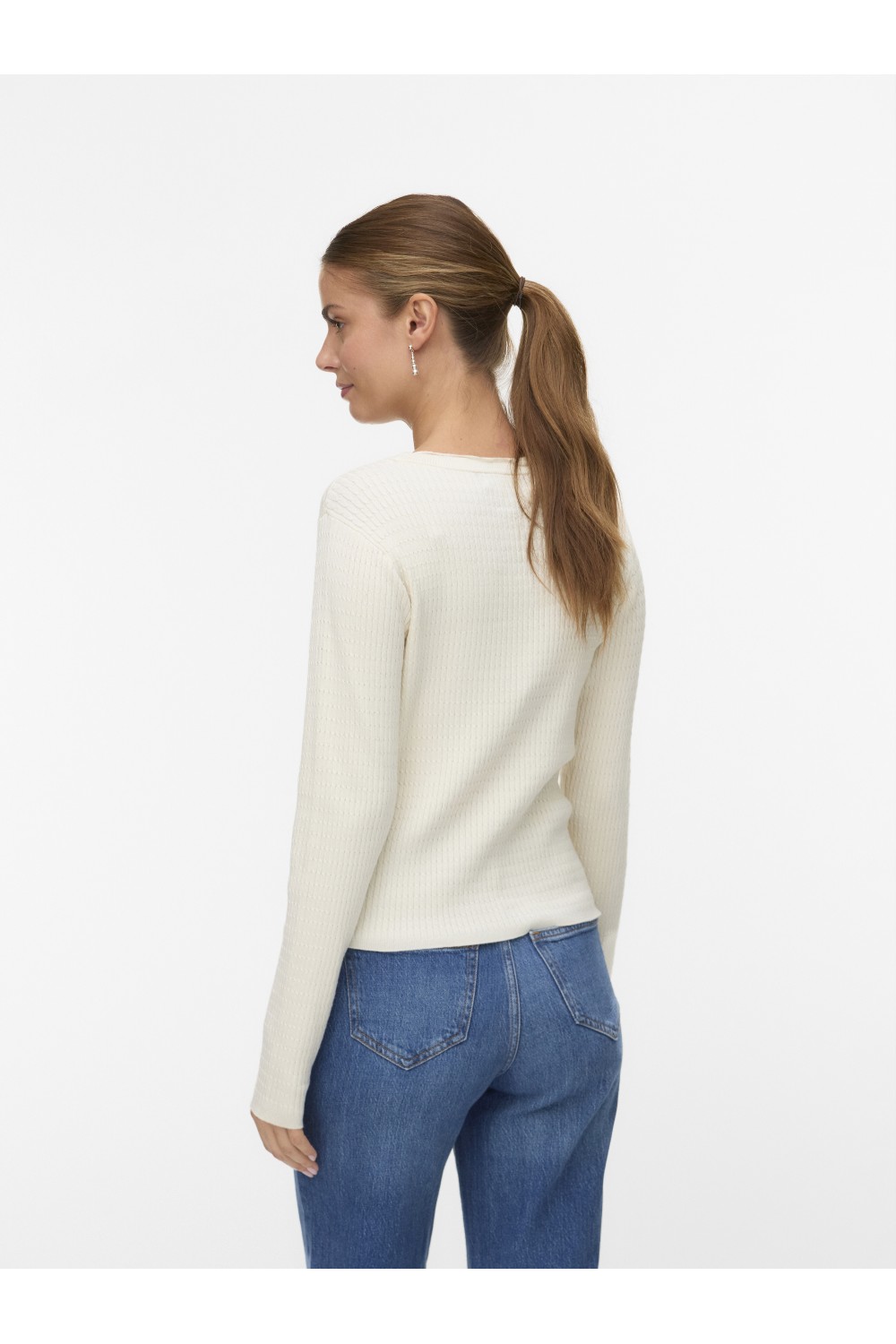VERO MODA SILJE LS-NECK CABLE PULLOVER BIRCH 10331852