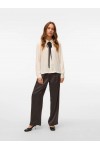 VERO MODA GRETCHEN LS SHIRT WVN BTQ GA CLOUD DANCER-BLACK TIE 10335828