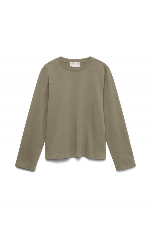 VERO MODA AW NAIMA LS O-NECK BOXY TOP CORIANDER 10352569