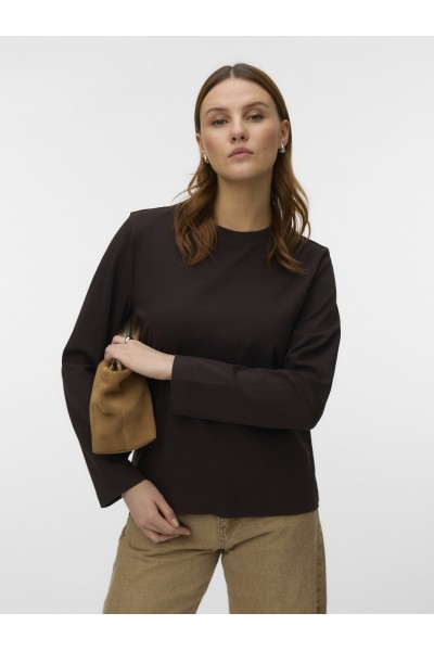 VERO MODA AW NAIMA LS O-NECK BOXY TOP CHOCOLATE TORTE 10352569