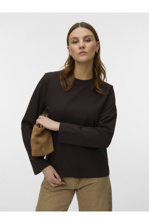 VERO MODA AW NAIMA LS O-NECK BOXY TOP CHOCOLATE TORTE 10352569